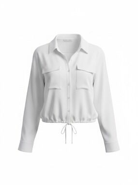 Urban Outfitters White Button-Down Drawstring Hem Shirt